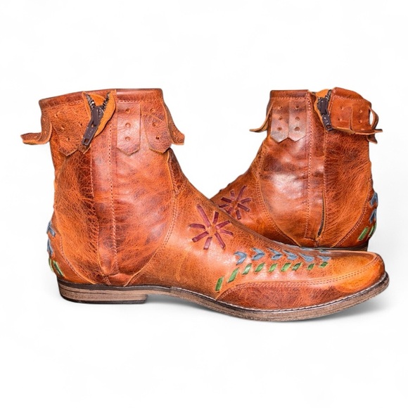 Old Gringo Brown Ankle Boots with Colorful Embroidery - Picture 6 of 13